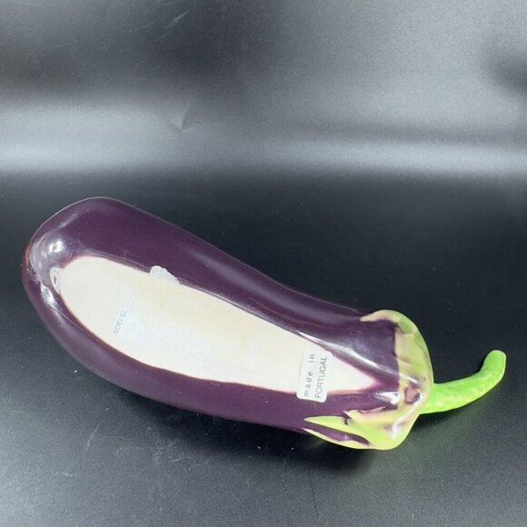 Vintage Ceramic Eggplant Set 2 Houseware Decor Figure Made In Portugal VTG - Picture 11 of 15